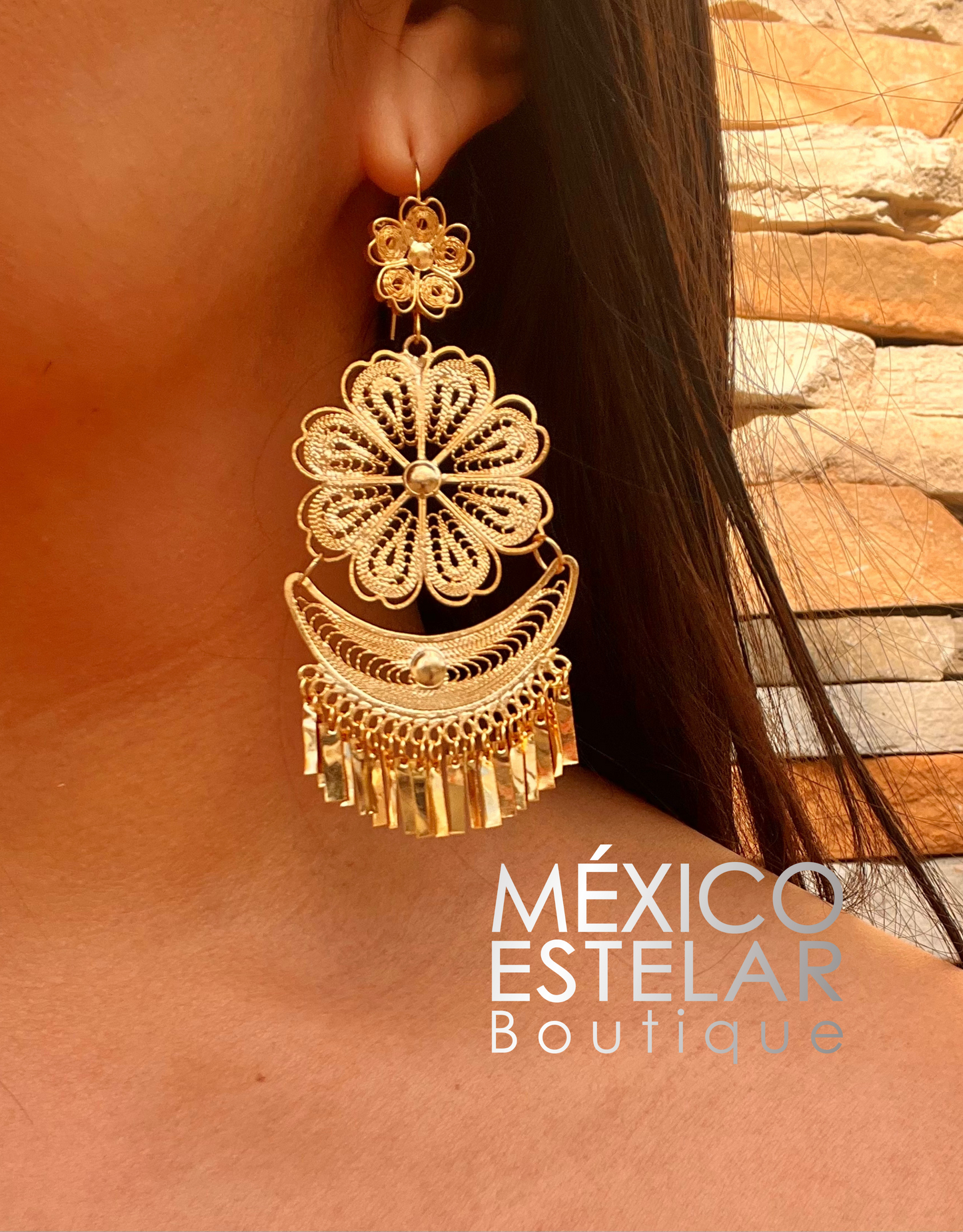 Aretes Flor y Luna / Filigrana