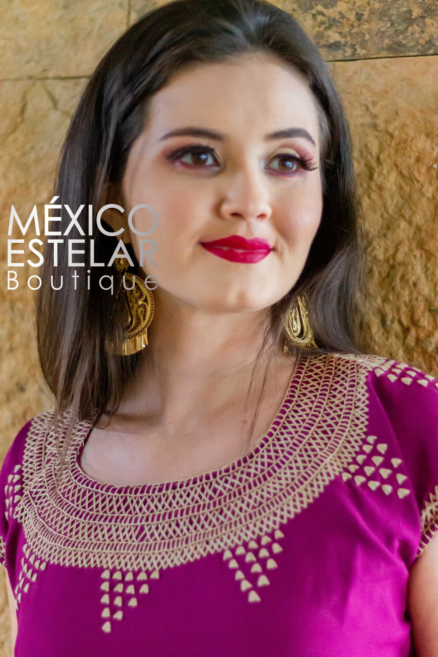 Vestido Cadenilla Bugambilia Bordado a Mano