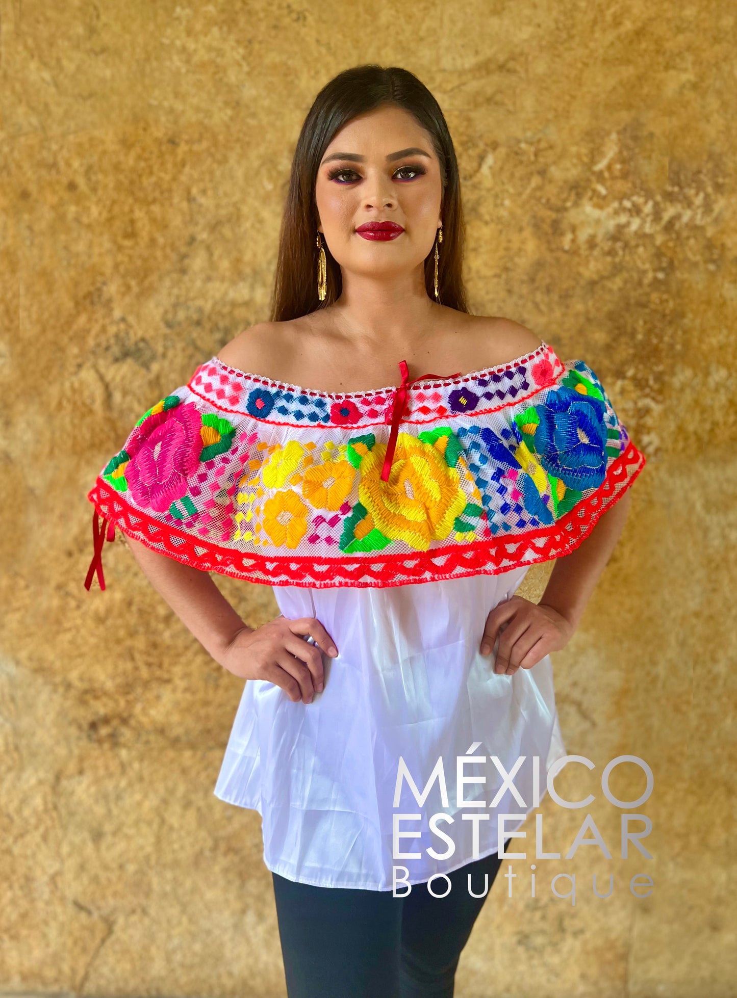 Blusa Chiapa de Corzo BCA Olán SIN CINTURÓN