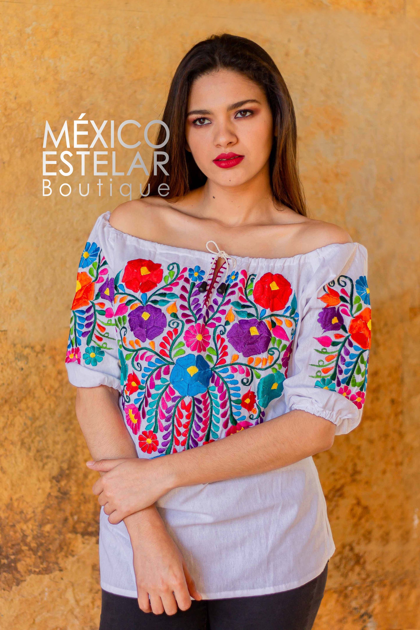 Blusa Jareta LIQUIDACION Bordada Blanca