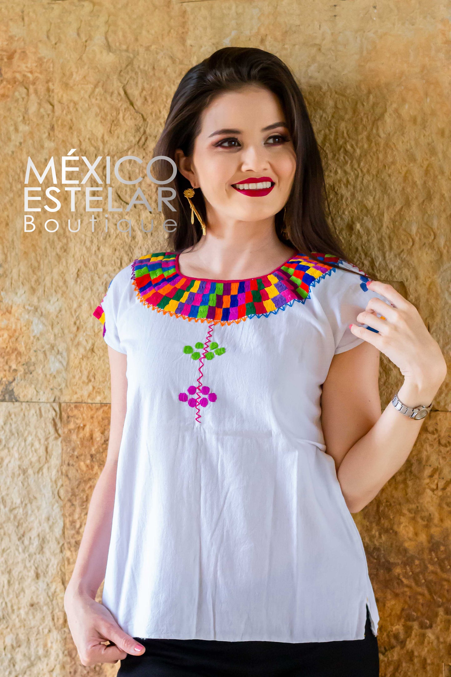 Blusa Mosaik Cerrada Blanca