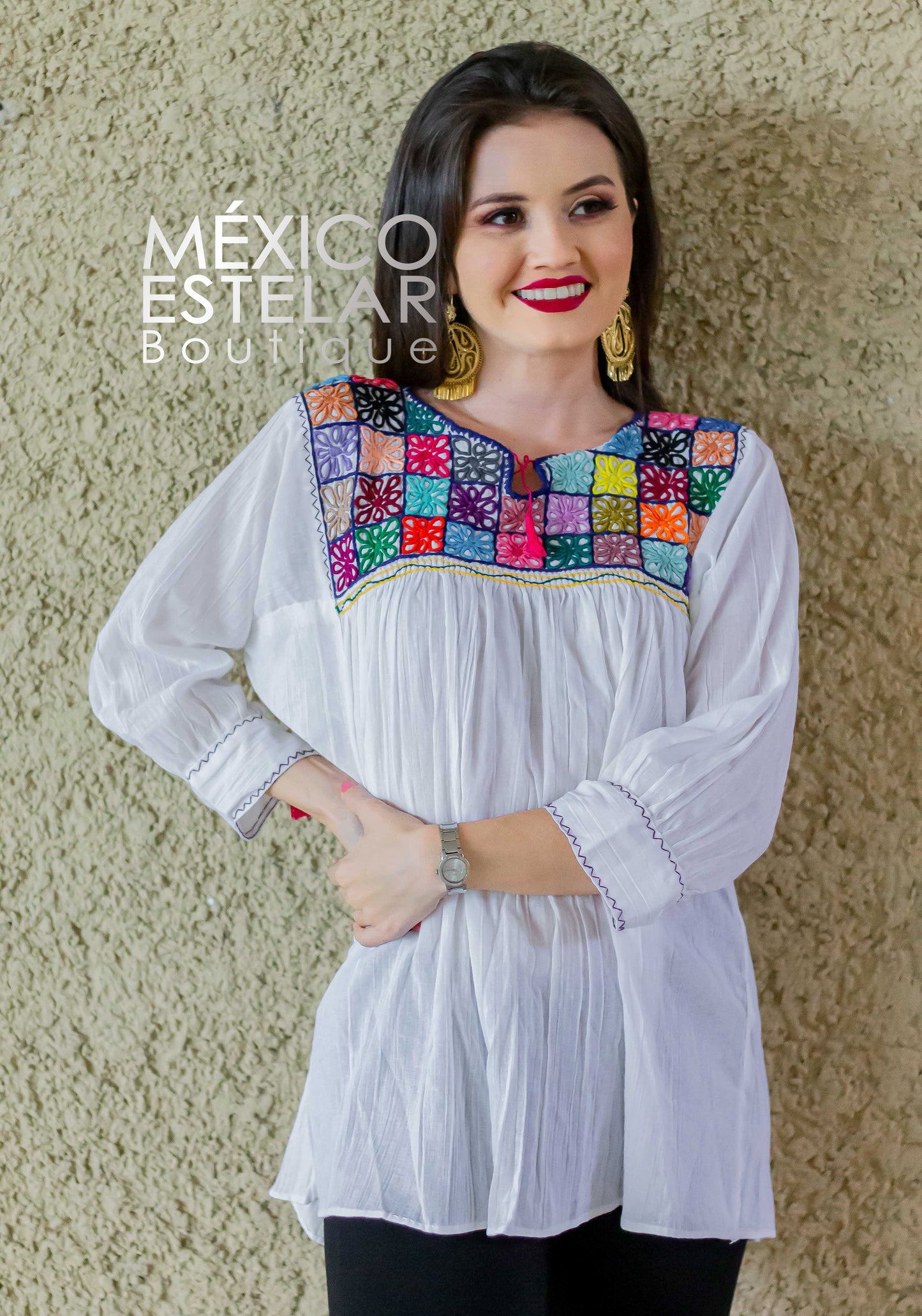 Blusón Mosaico Rococó Bordado a Mano