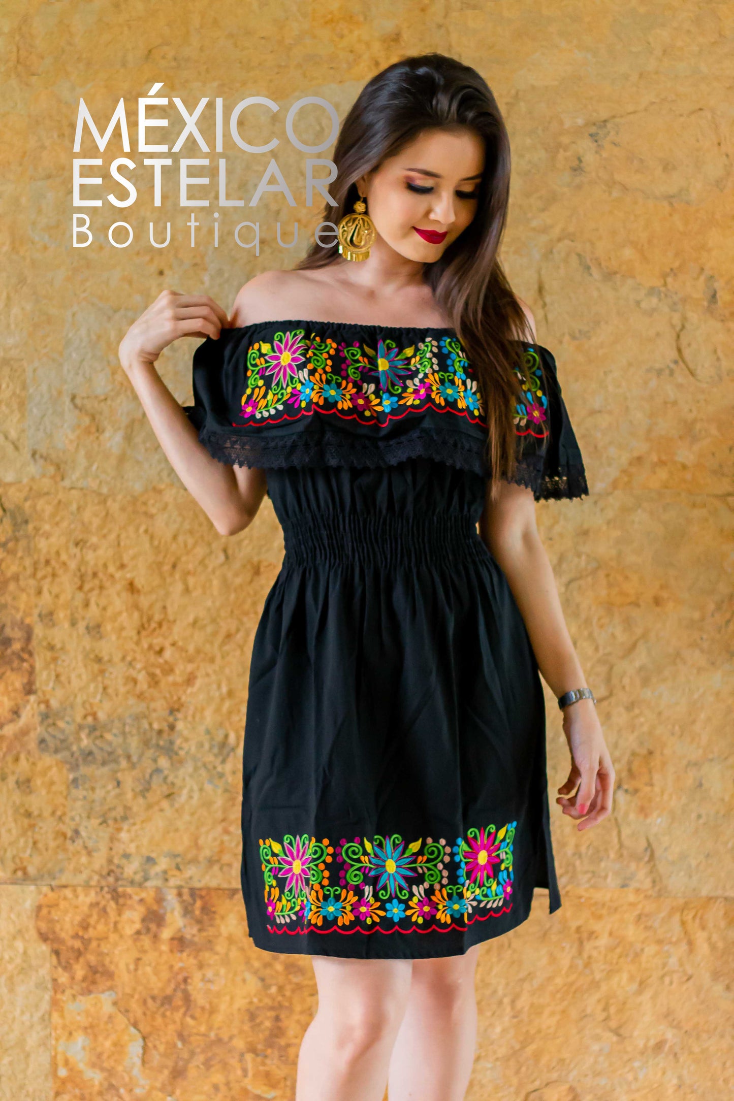 Vestido Campesina Oaxaca Negro