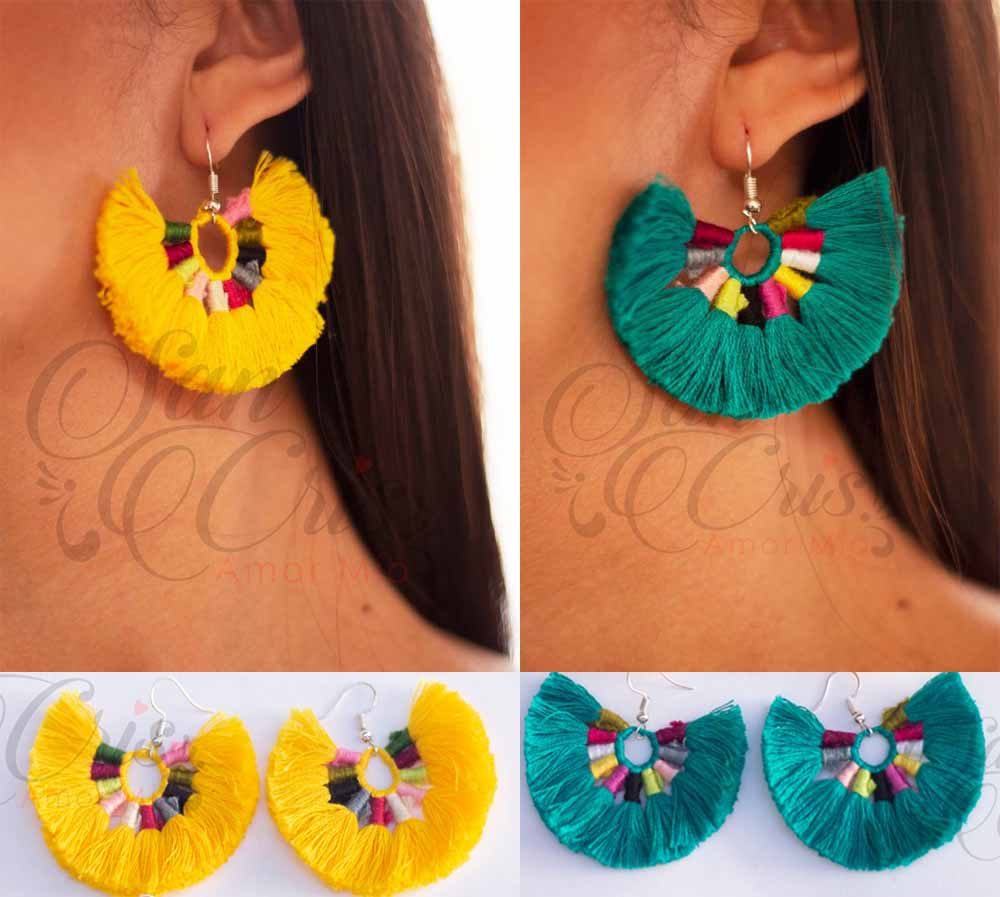 Docena Aretes Abanico / Hecho a mano