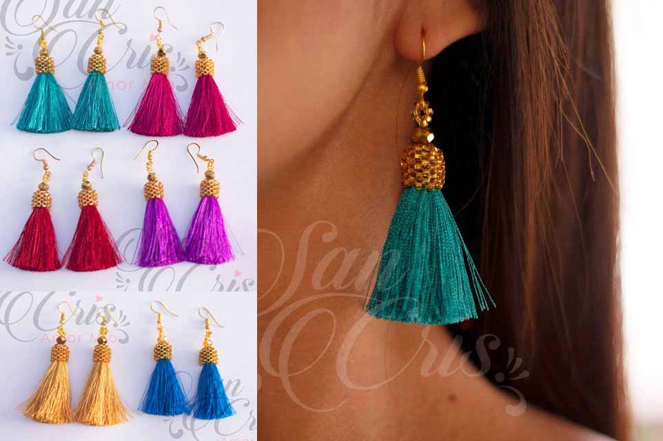 Docena de Aretes Borla Pequeña / Hecho a Mano