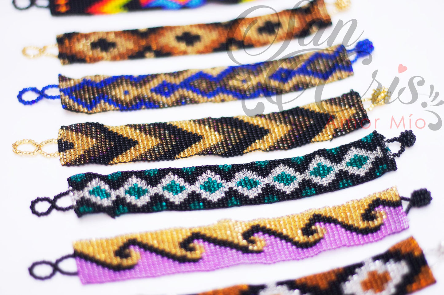 Brazalete Mediano Chaquiras / Hecho a mano / Set 6 Piezas