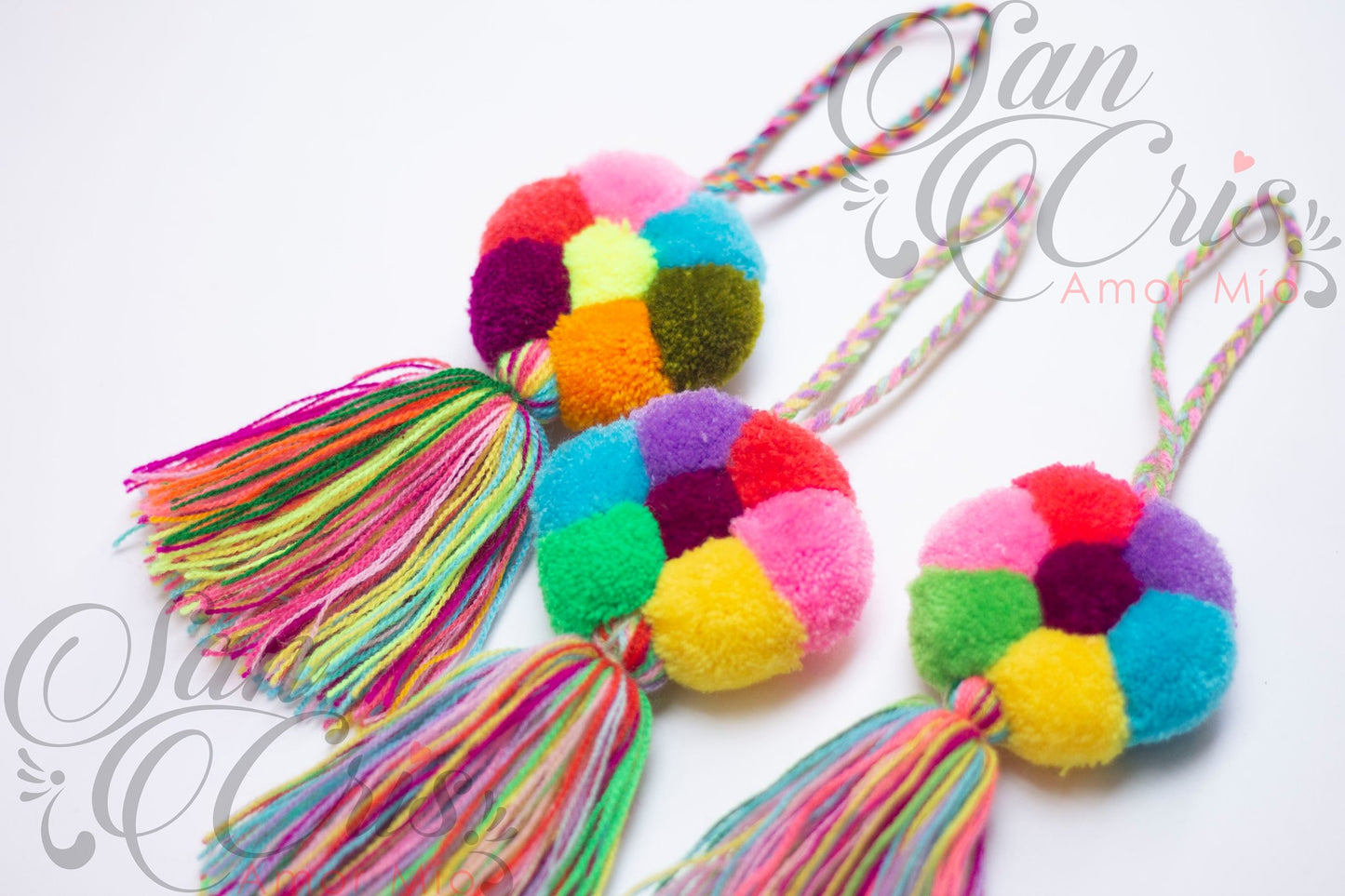 Docena Colgante Flor Pompón / Hecho a Mano