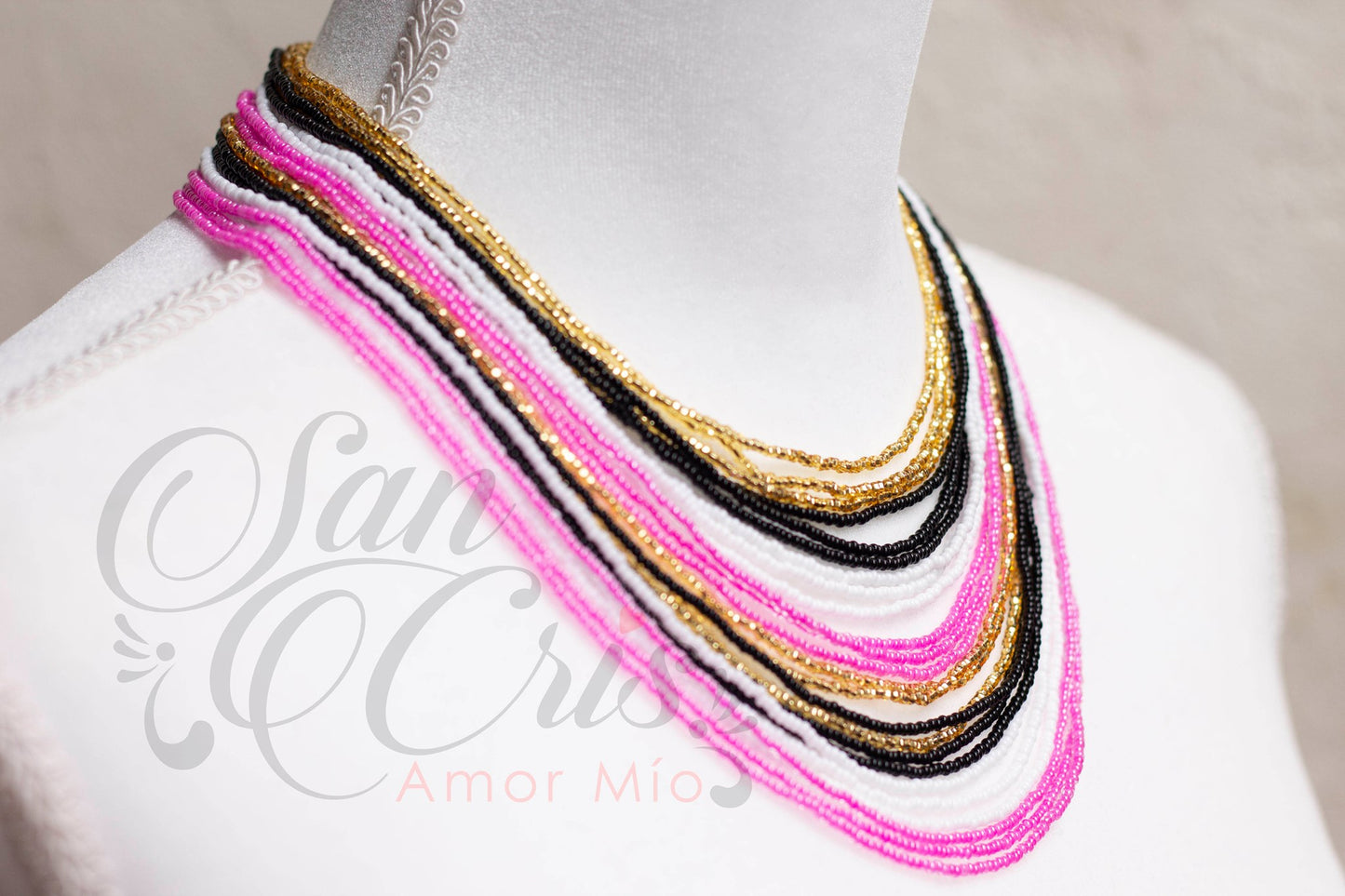 Collar 24 Tiras Chaquiras / Hecho a Mano