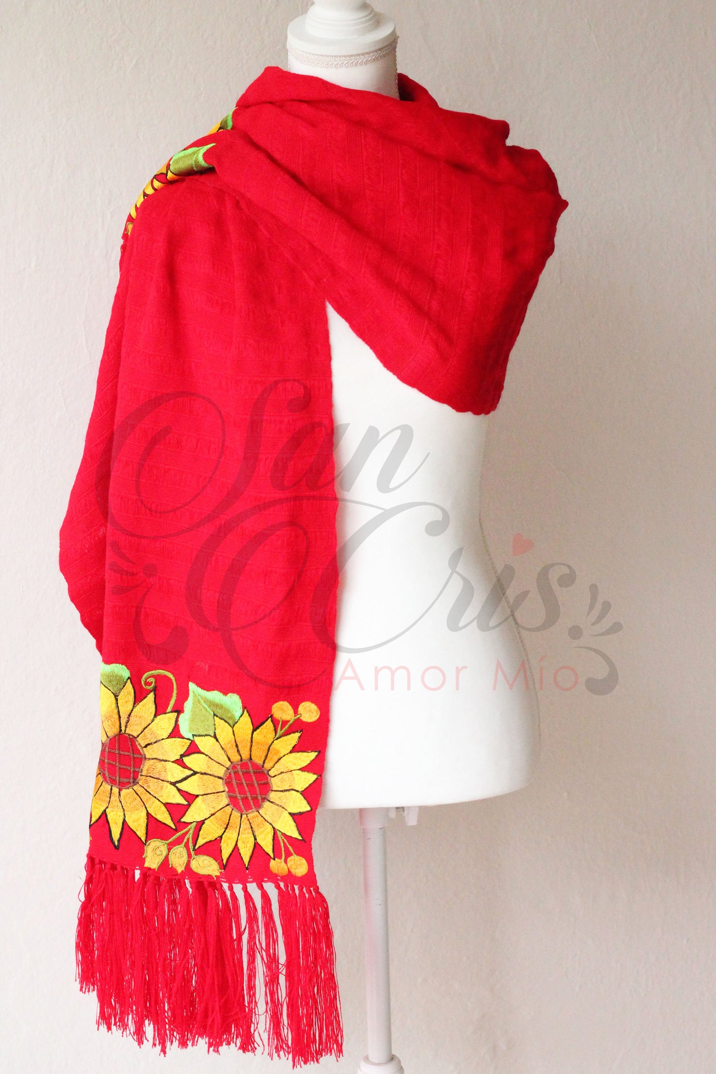 Rebozo / Chal / Telar / Bordado Girasol