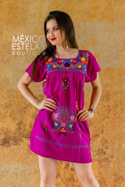 Vestido Tehuacán / Margaritas Bordado a mano