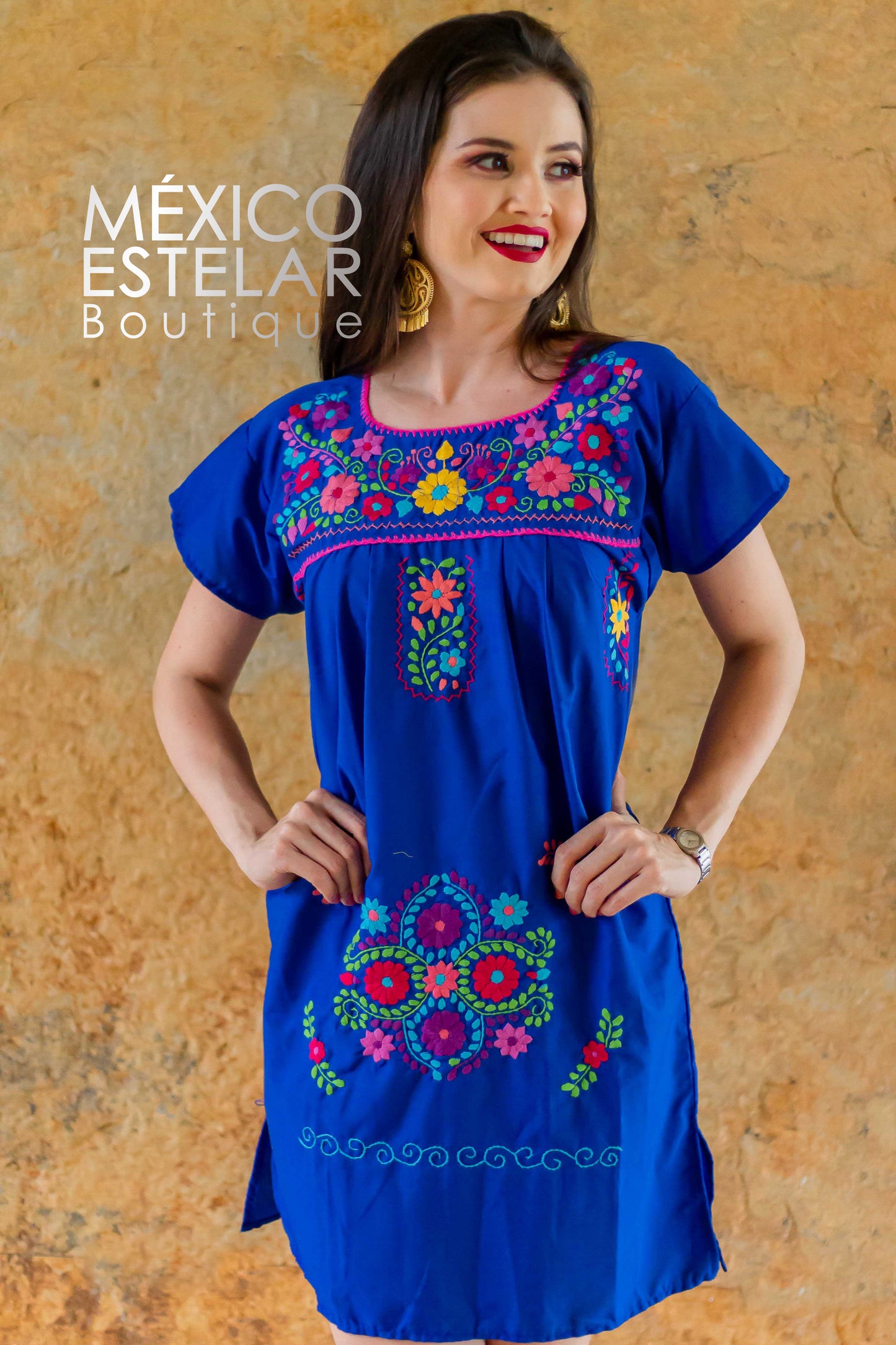 Vestido Tehuacán / Margaritas Bordado a mano