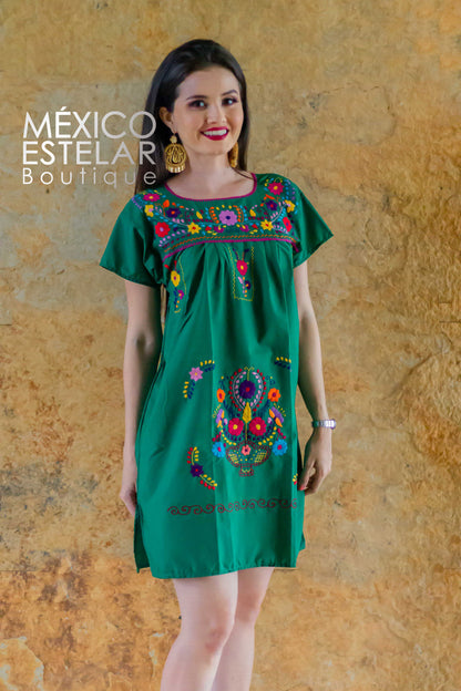 Vestido Tehuacán / Margaritas Bordado a mano