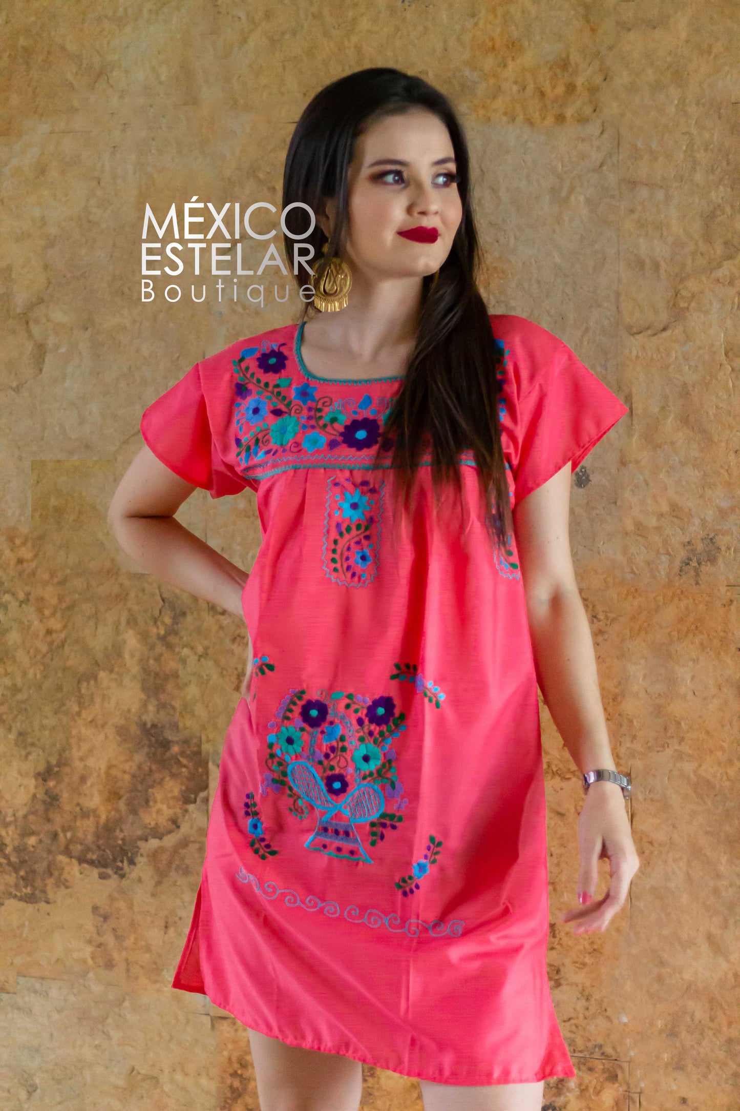 Vestido Tehuacán / Margaritas Bordado a mano