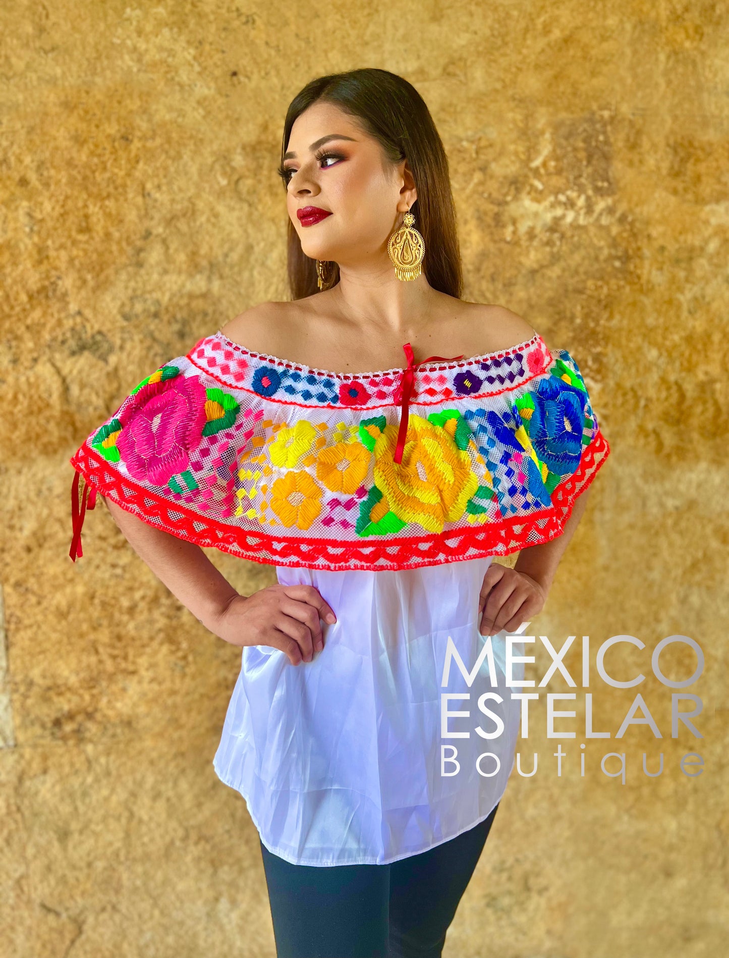 Blusa Chiapa de Corzo BCA Olán SIN CINTURÓN
