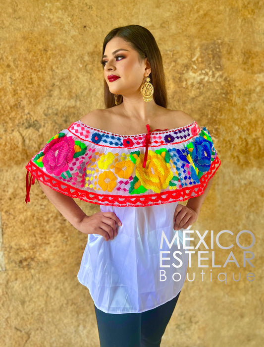 Blusa Chiapa de Corzo BCA Olán SIN CINTURÓN