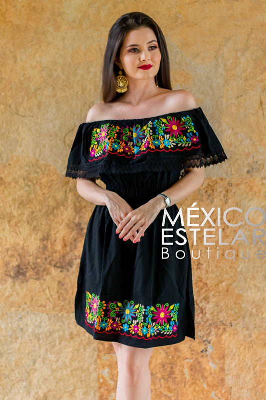 Vestido Campesina Oaxaca Negro