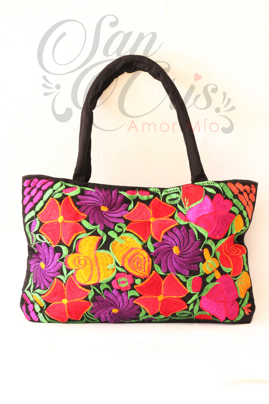 Bolsa Chicas Telar Bordados de Flores