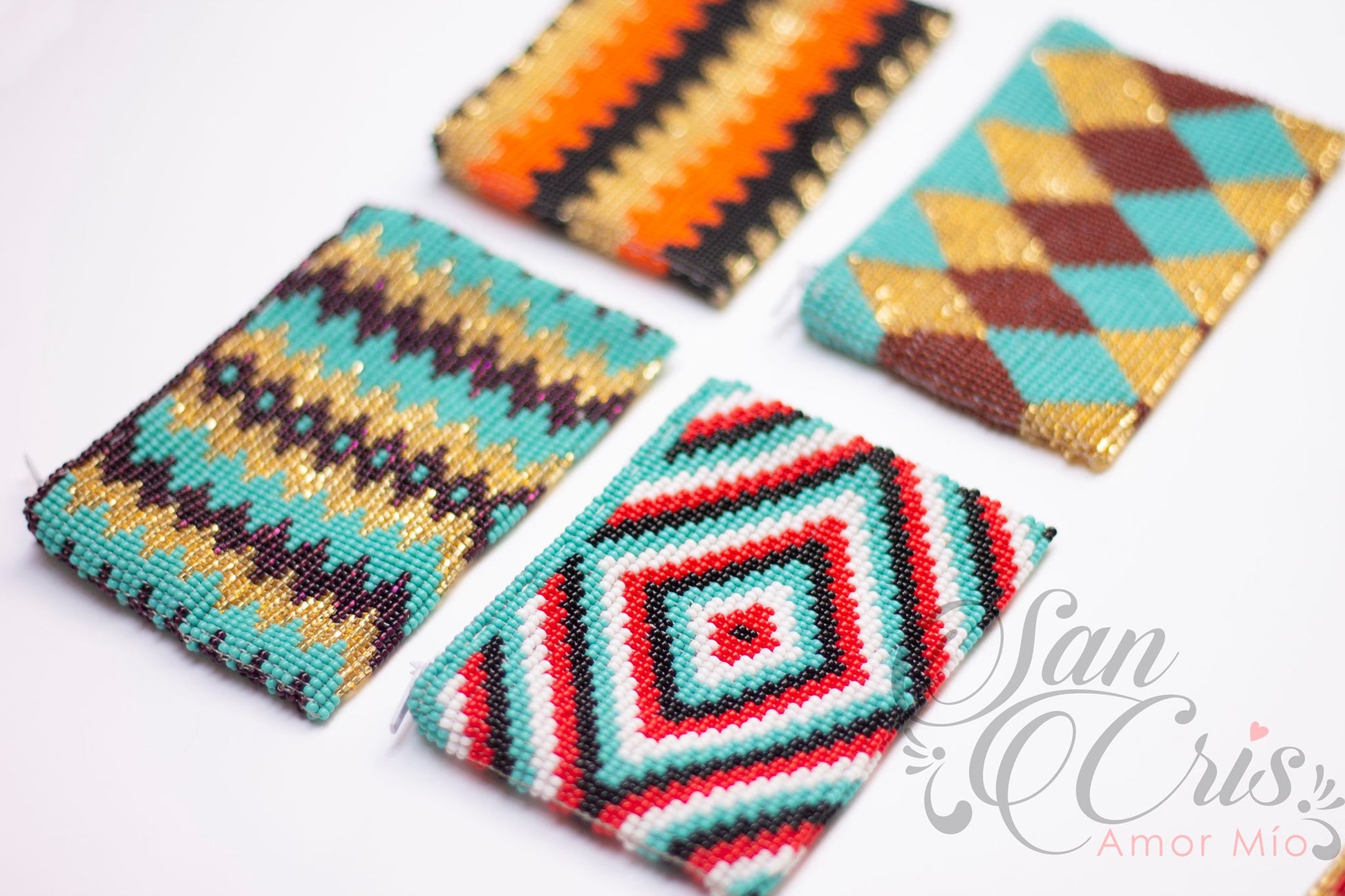 Chaquira Carteras Bordadas Para Hombres BILLETERA De CUERO HUICHOL